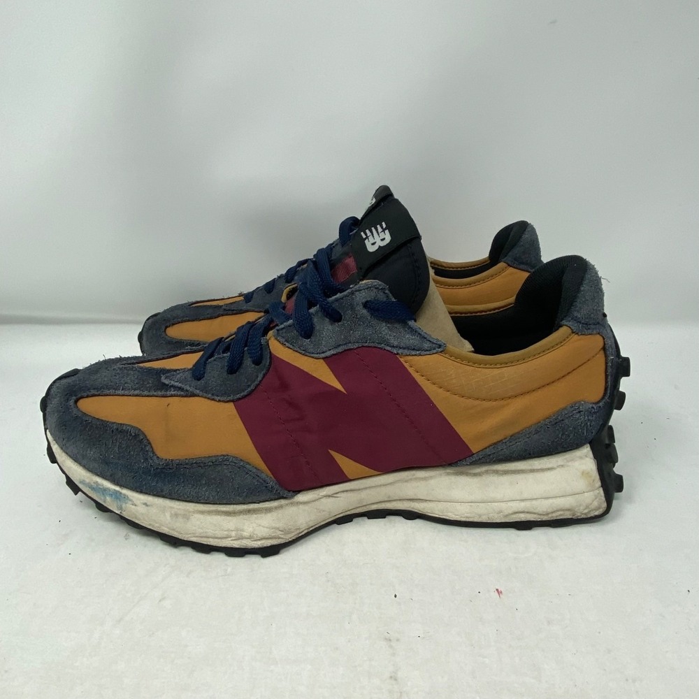 New Balance 327 Mens Size 10 Yellow Navy Burgundy Sneakers MS327